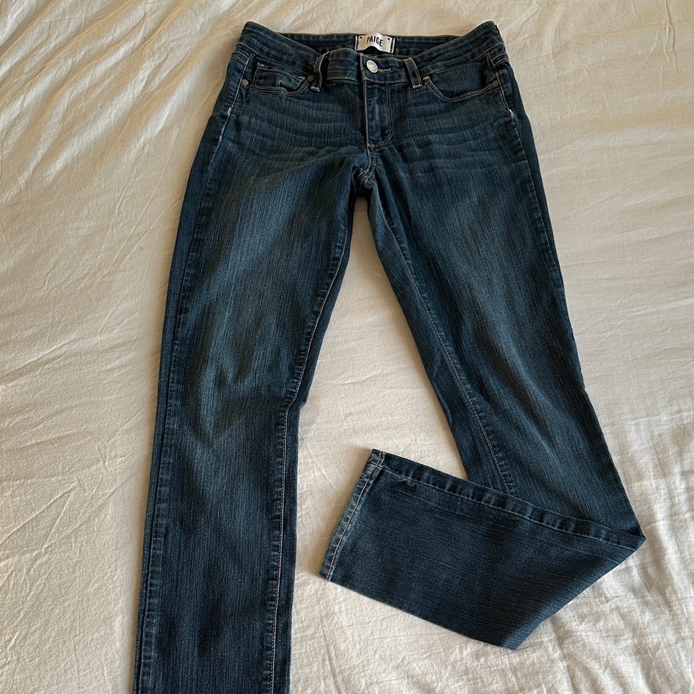 PAIGE Dark Blue Skyline Straight Jeans